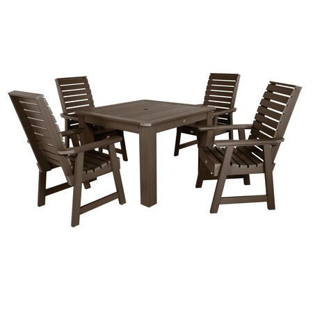 Highwood Usa Weatherly 5pc Square Outdoor Patio Furniture Dining Set AD-DNW44-ACE